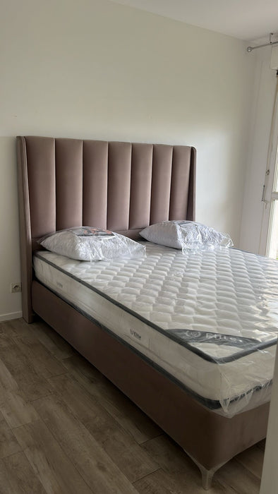 Lit coffre 90x190 cm Relax Taupe Velours