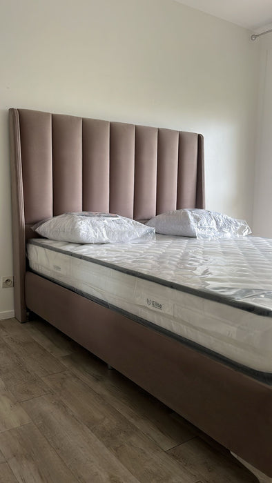 Lit coffre 90x190 cm Relax Taupe Velours