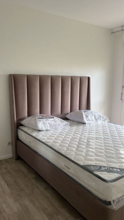 Lit coffre 90x190 cm Relax Taupe Velours